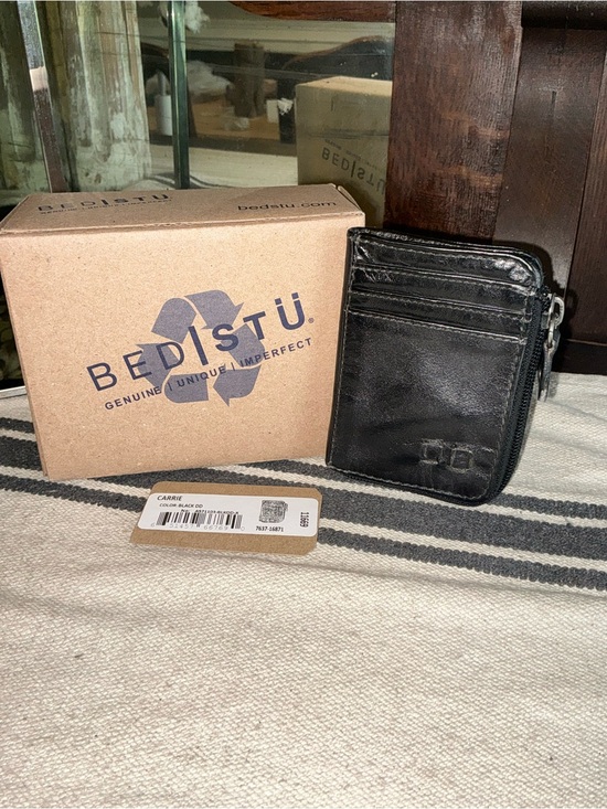 Bed Stu Handbags - NWT Bed Stu Carrie Leather Black Die Dyed DD Wallet W/ Box Retail $100